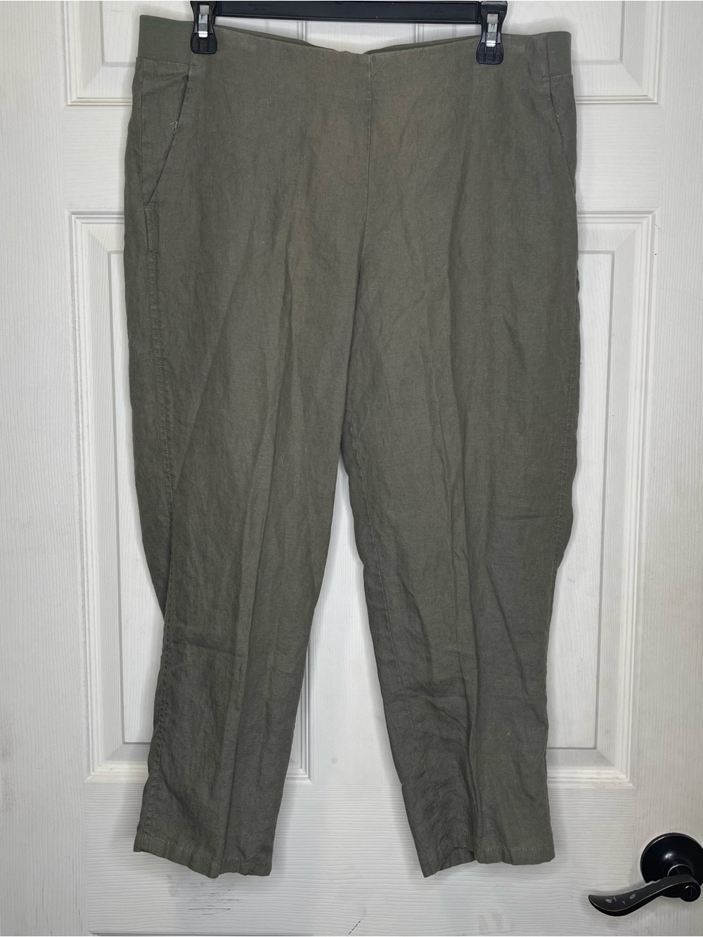 J. Jill Womens 100% Linen Capris Green Cropped Pants Sz M